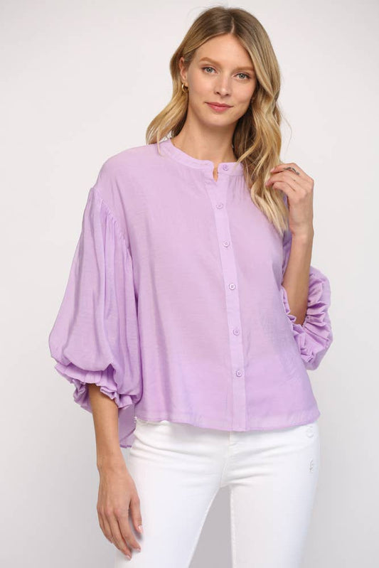 PUFF SLEEVE BUTTON DOWN SHIRT