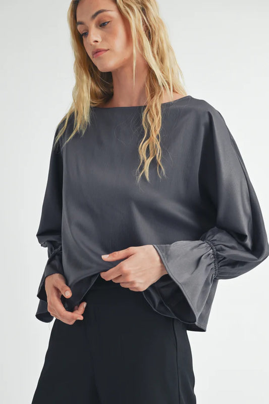 SATIN DOLMAN SLEEVE BLOUSE