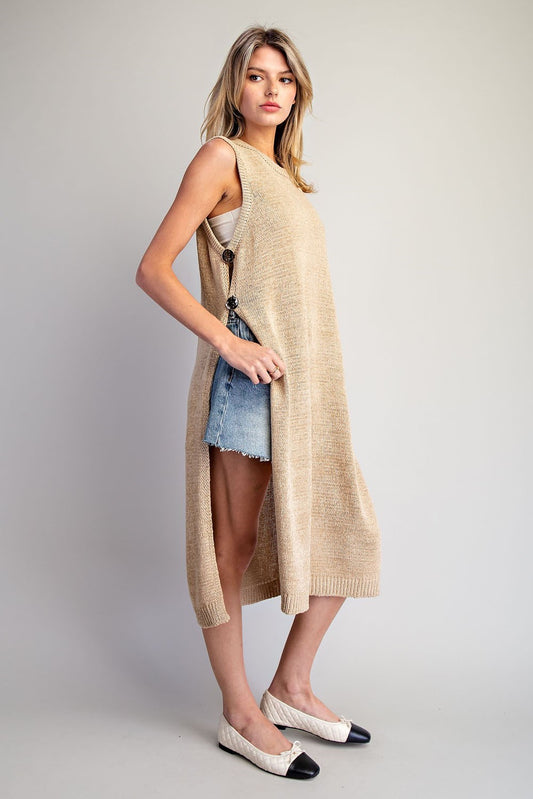 Side Button Longline Sweater