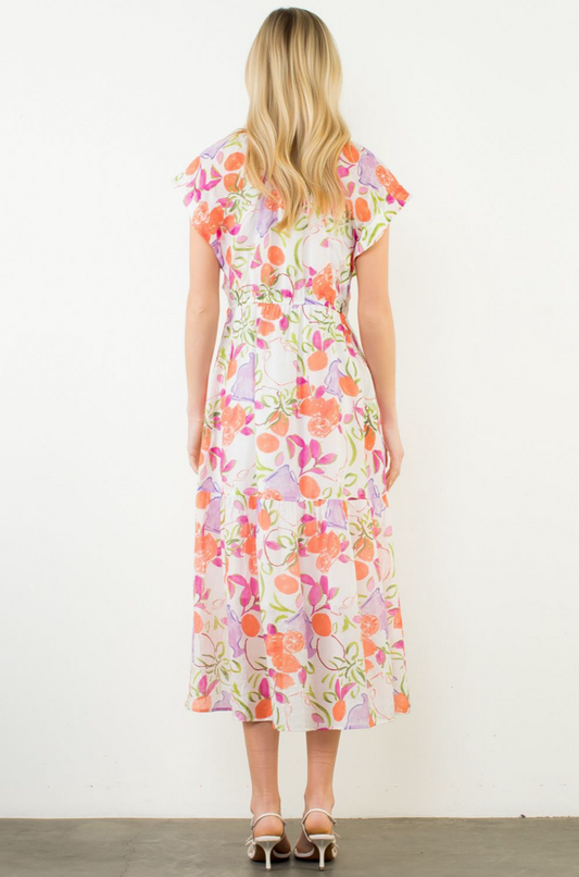 Short Sleeve Floral Patterned Dress