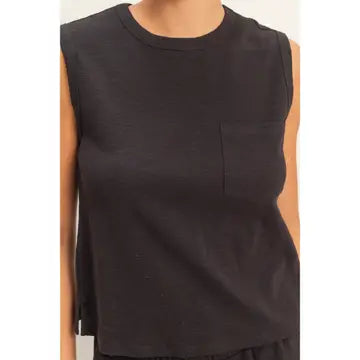 Sleeveless Cotton Top with Pocket