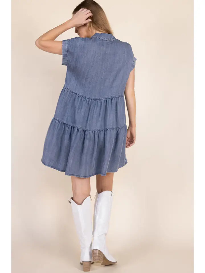 Tiered Denim Dress