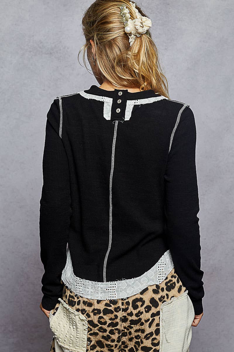 Raw Edge Eyelet Top