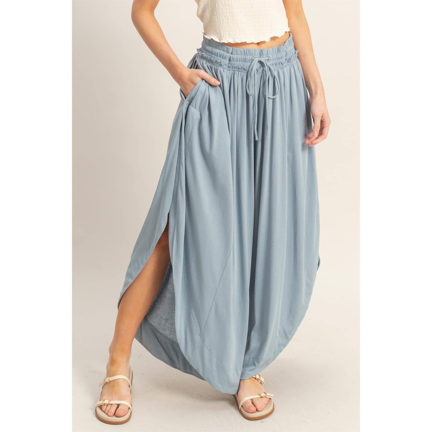 Tulip Hem Wide-Leg Pants
