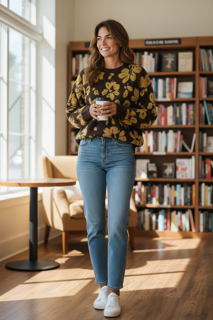 Floral Distressed Sweater