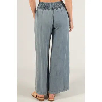 Wide Leg Pants with Shirred Waist