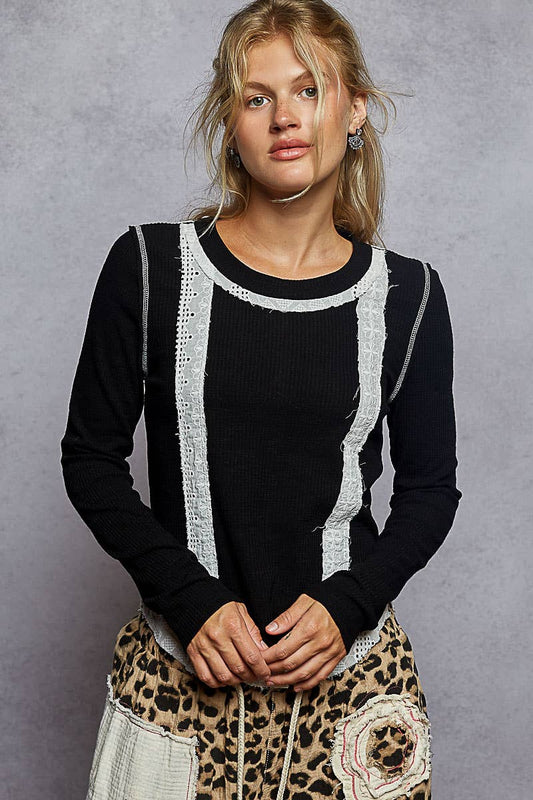 Raw Edge Eyelet Top