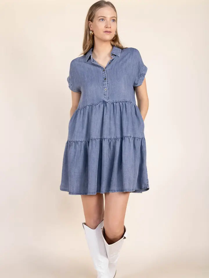 Tiered Denim Dress