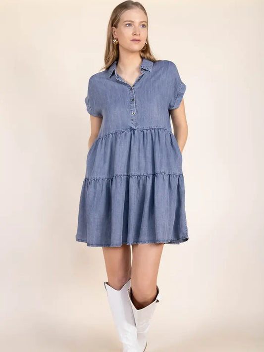 Tiered Denim Dress