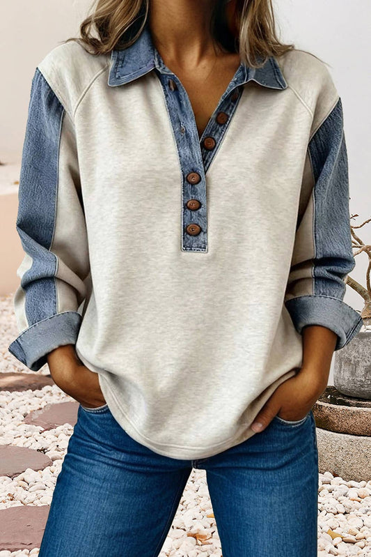 Denim Patchwork Top