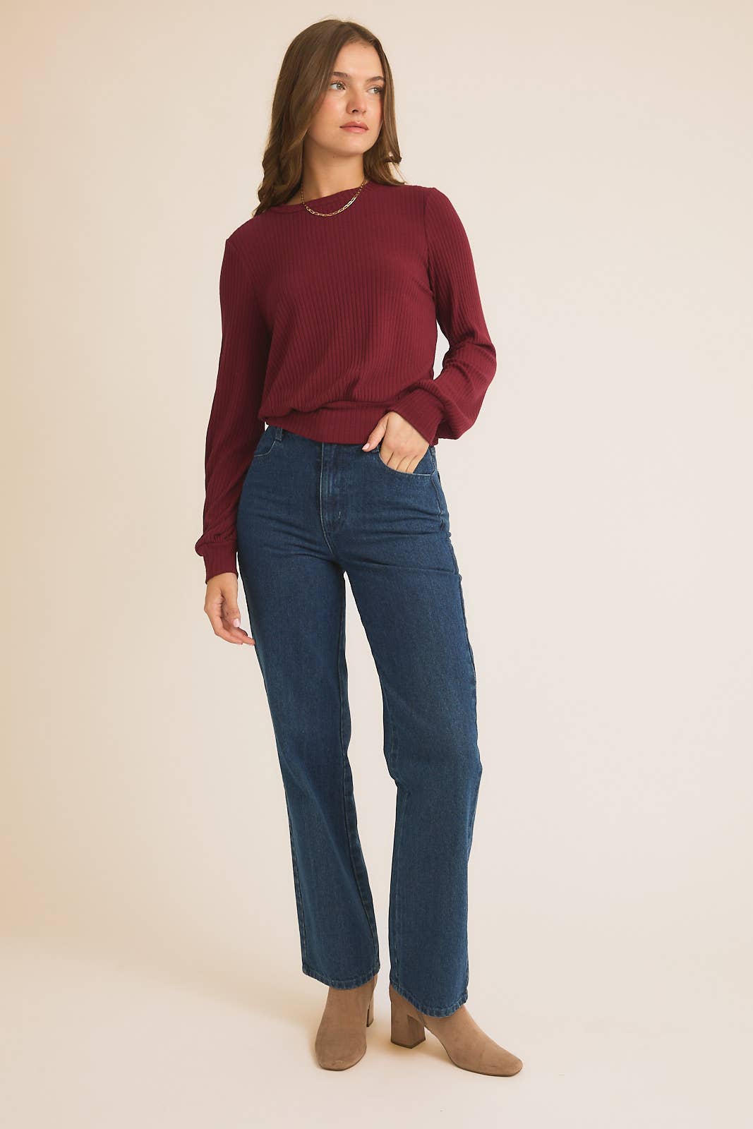 LONG SLEEVE BACK OPEN TIE TOP