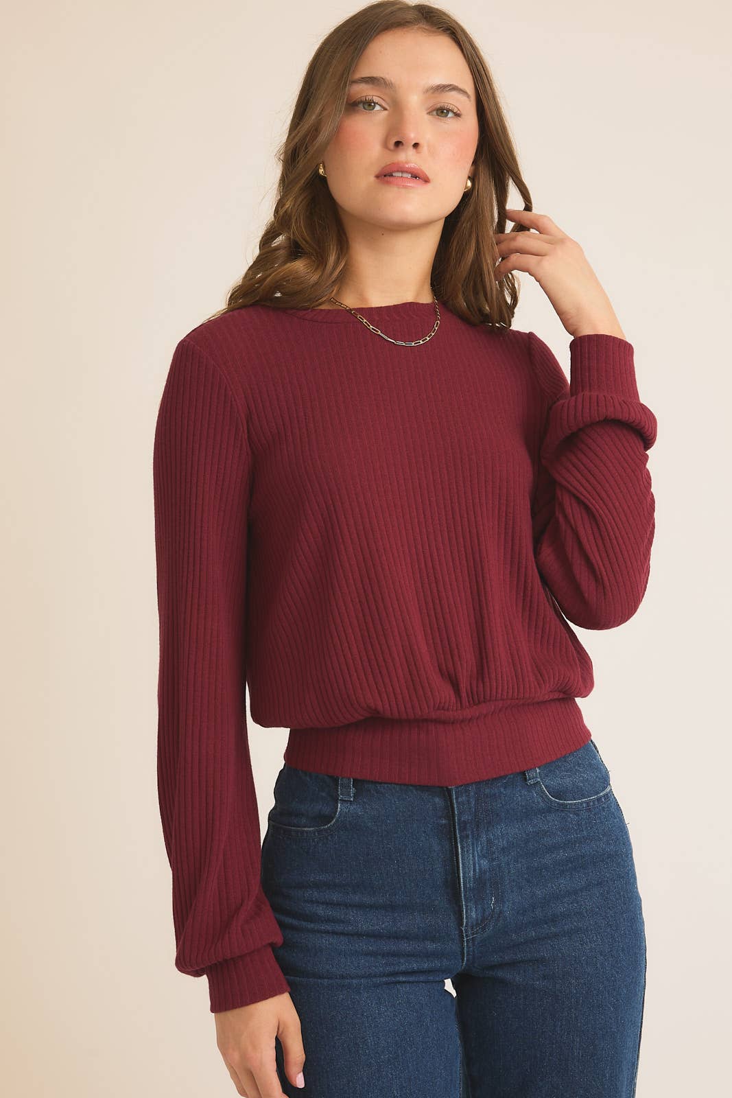 LONG SLEEVE BACK OPEN TIE TOP