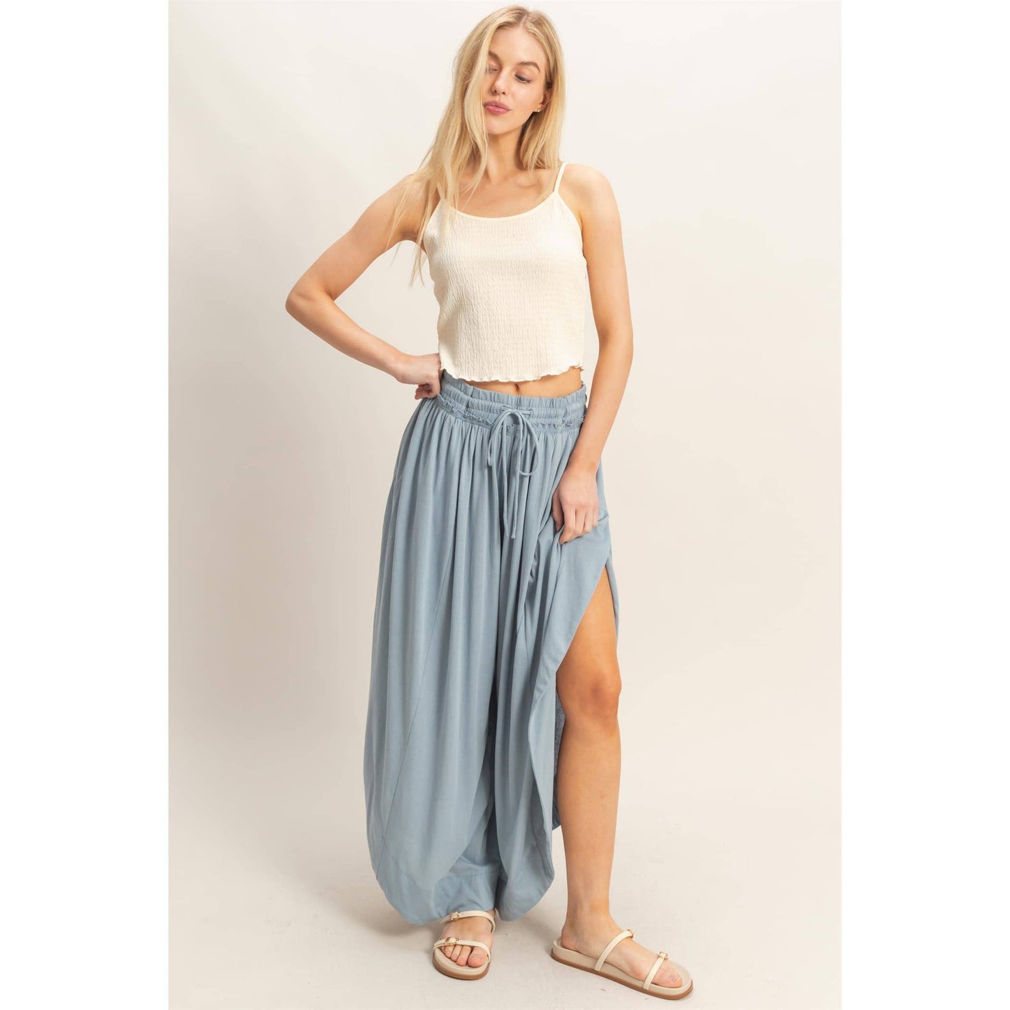 Tulip Hem Wide-Leg Pants