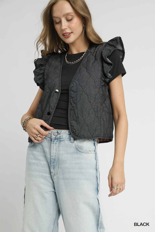 Ruffle Quilted Vest