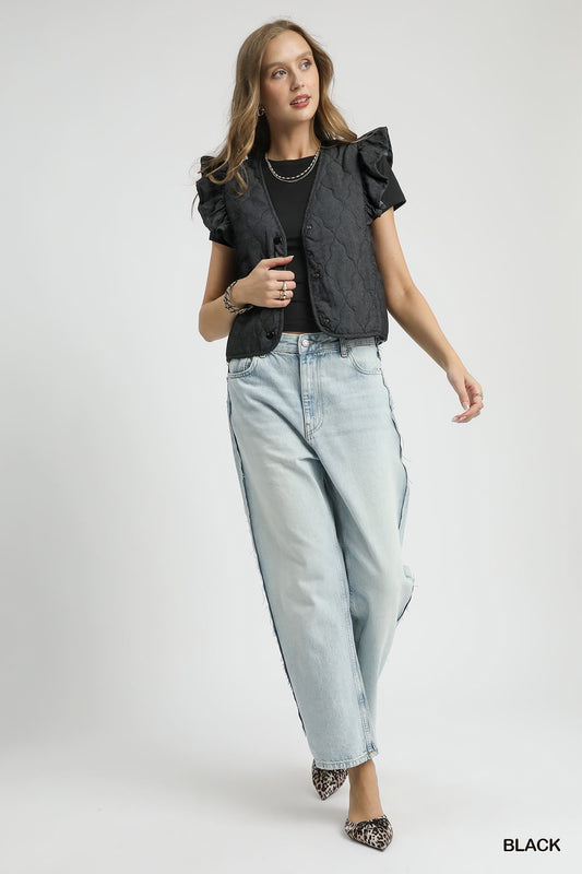 Ruffle Quilted Vest