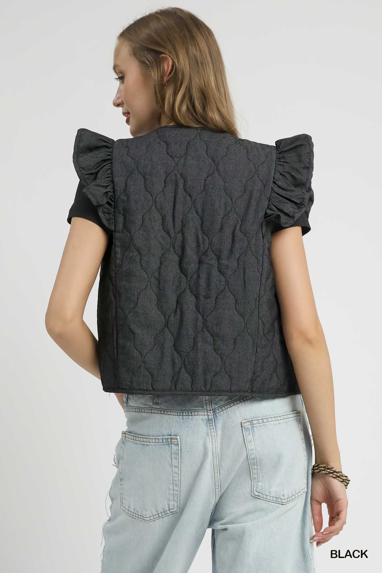 Ruffle Quilted Vest