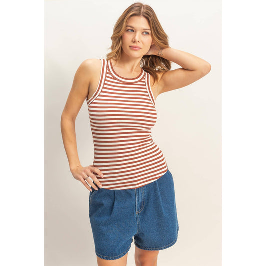Striped Ribbed Racerback Tank