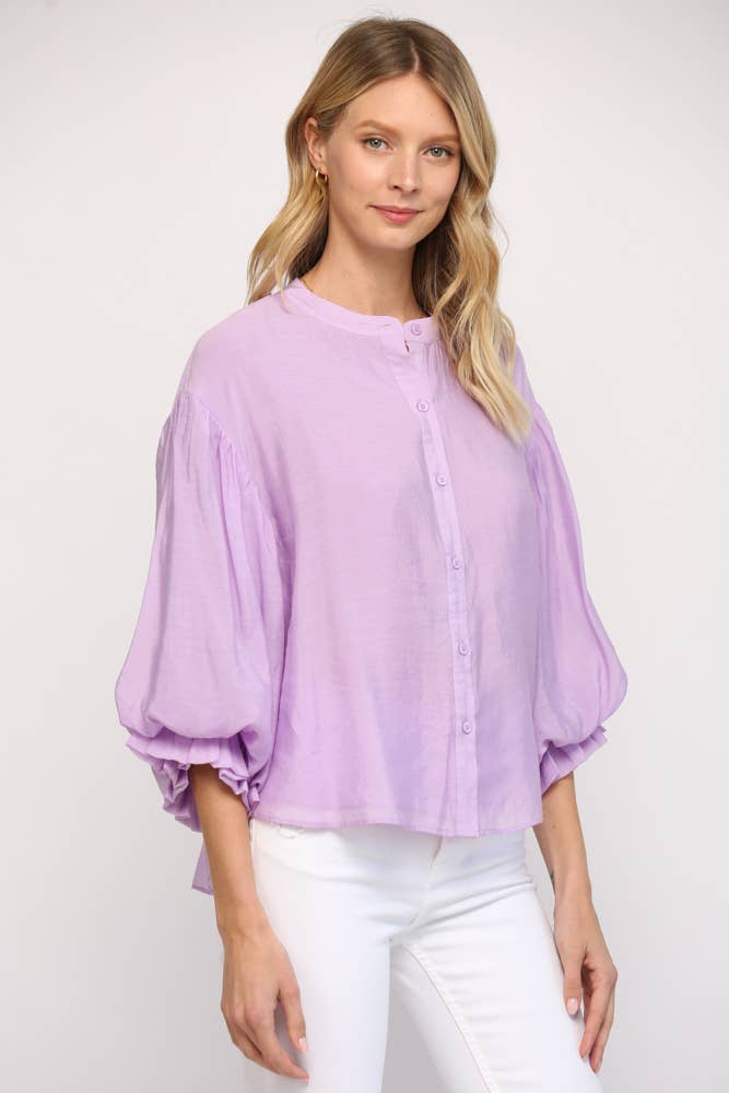 PUFF SLEEVE BUTTON DOWN SHIRT