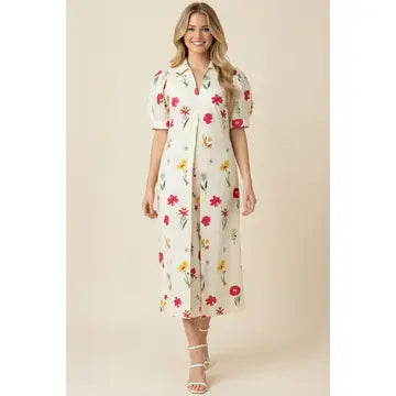 Floral Front Pleat Dress