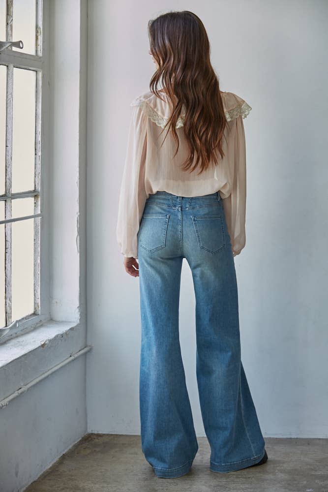 Chiffon Long Sleeve Ruffle Top