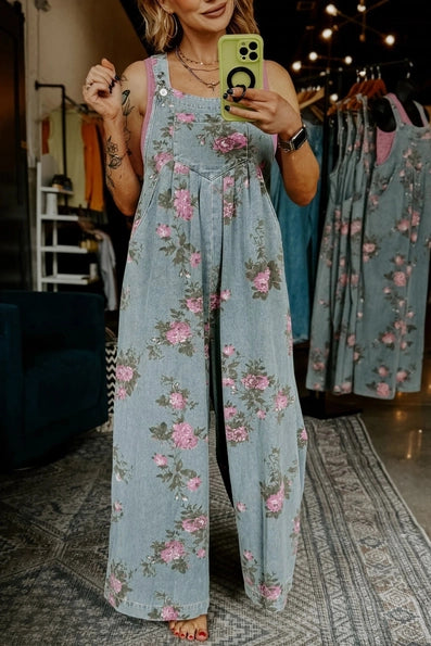 Floral Print Wide Leg Jumpsuit