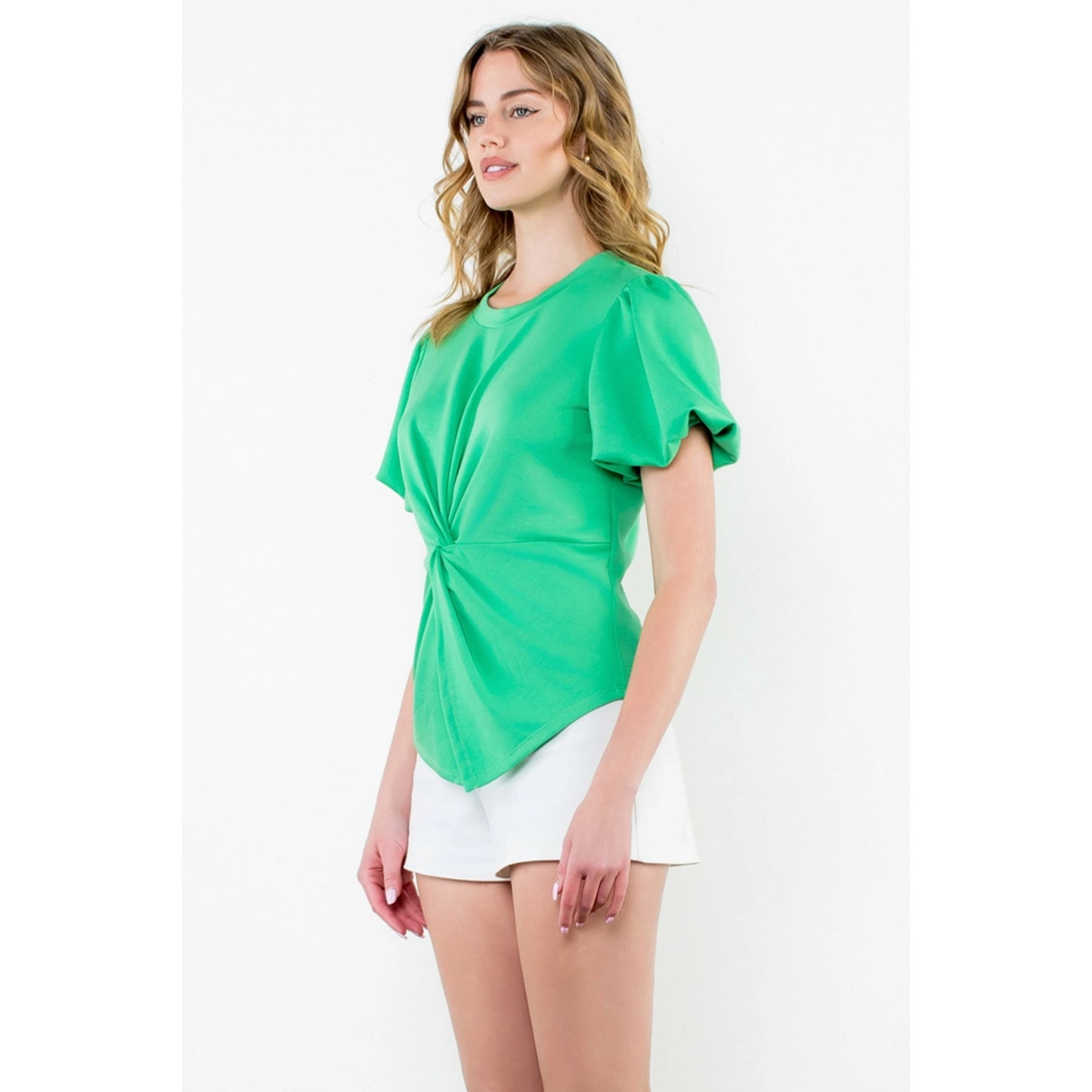 Puff Sleeve Twist Detail Top