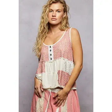 Floral Print Lace Top