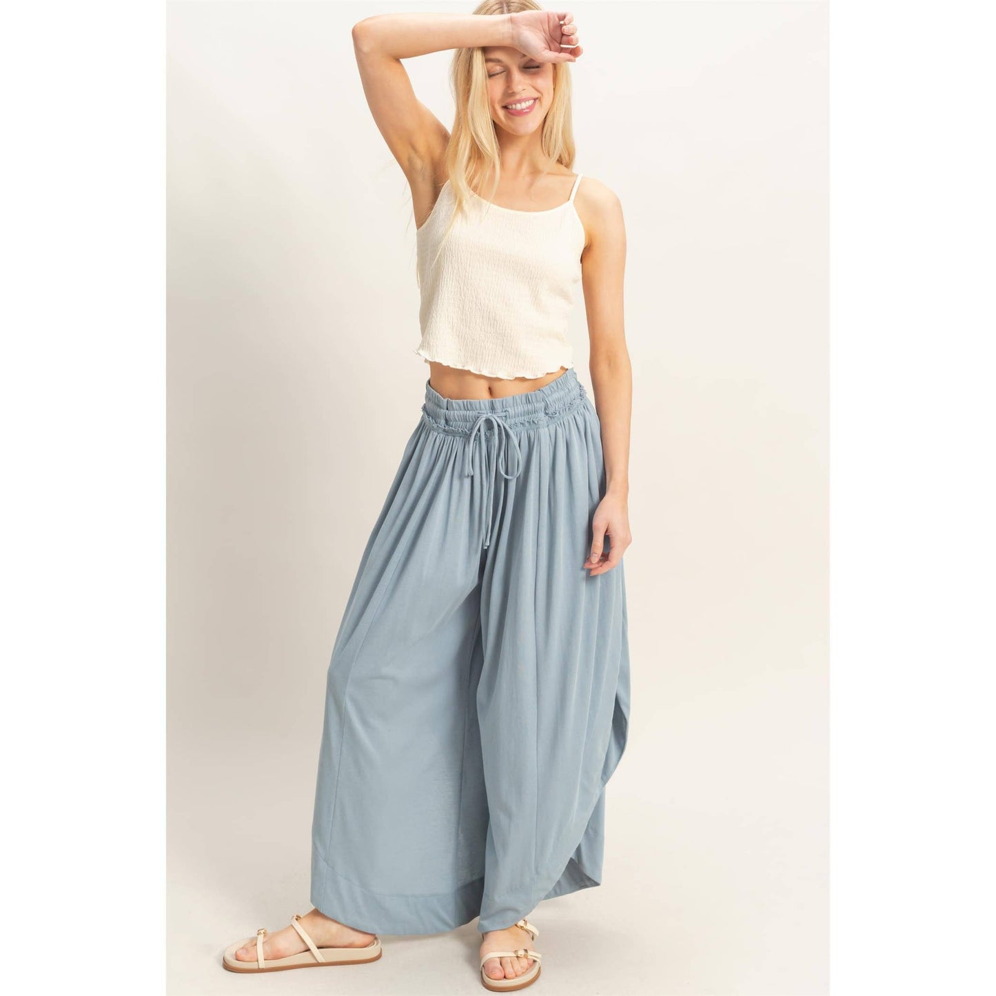 Tulip Hem Wide-Leg Pants