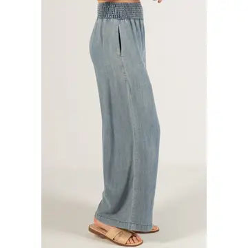 Wide Leg Pants with Shirred Waist