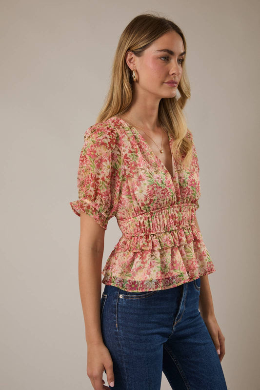 V NECK RUFFLE TOP