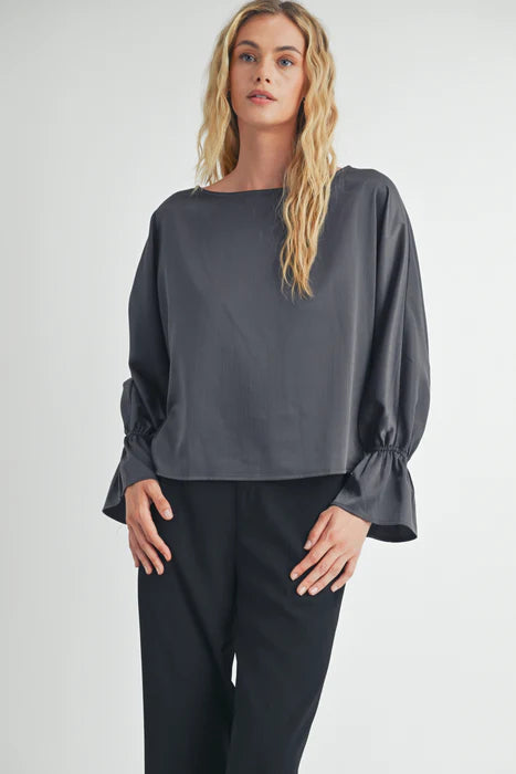 SATIN DOLMAN SLEEVE BLOUSE
