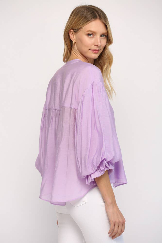PUFF SLEEVE BUTTON DOWN SHIRT