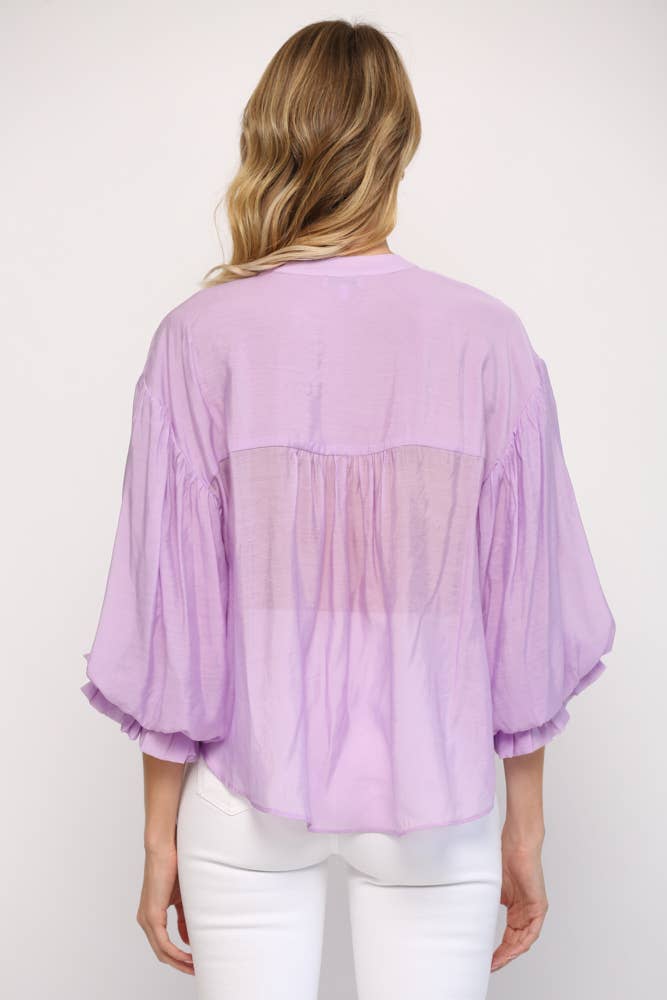 PUFF SLEEVE BUTTON DOWN SHIRT