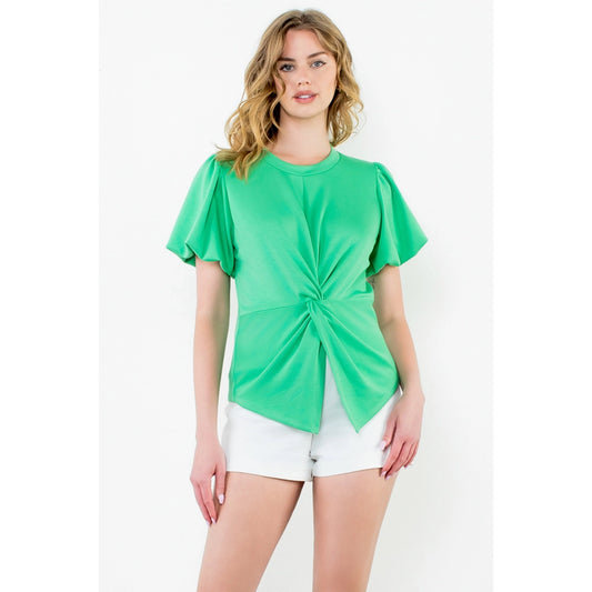 Puff Sleeve Twist Detail Top