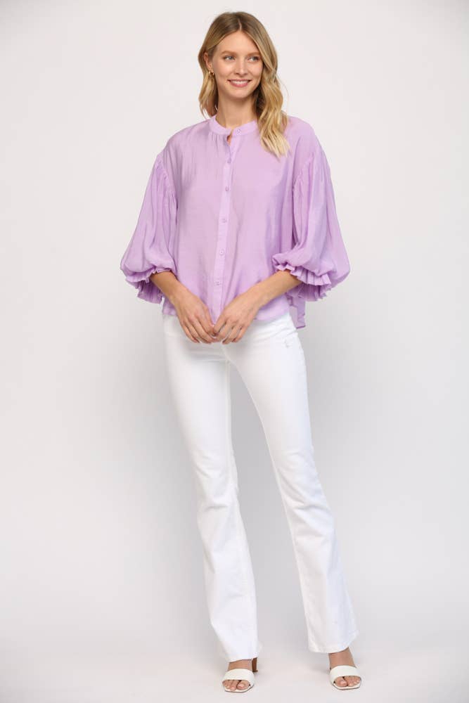 PUFF SLEEVE BUTTON DOWN SHIRT