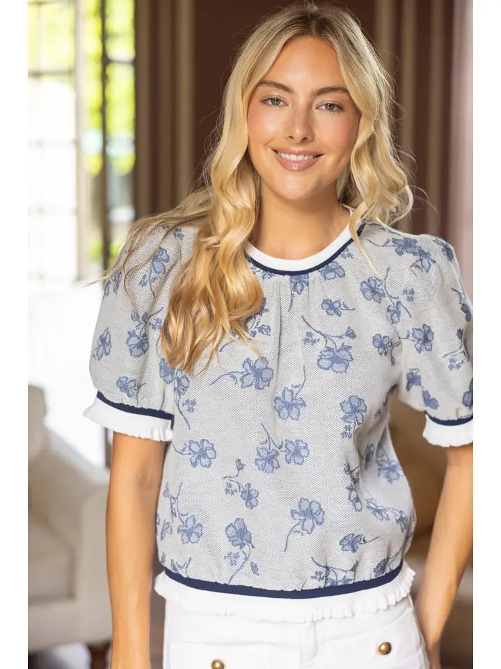 Lacy Navy Top