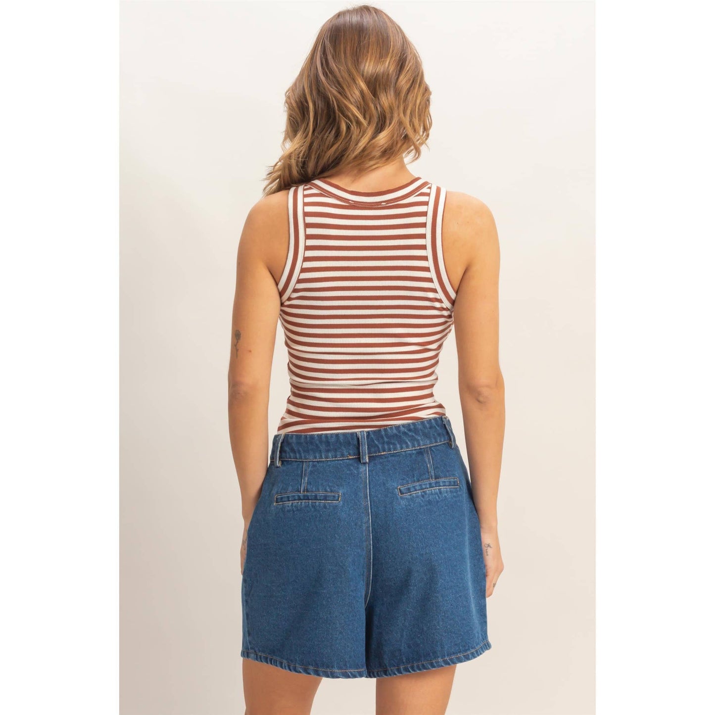 Striped Ribbed Racerback Tank