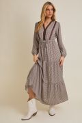 V Neck Long Sleeve Maxi