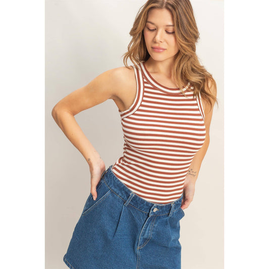 Striped Ribbed Racerback Tank