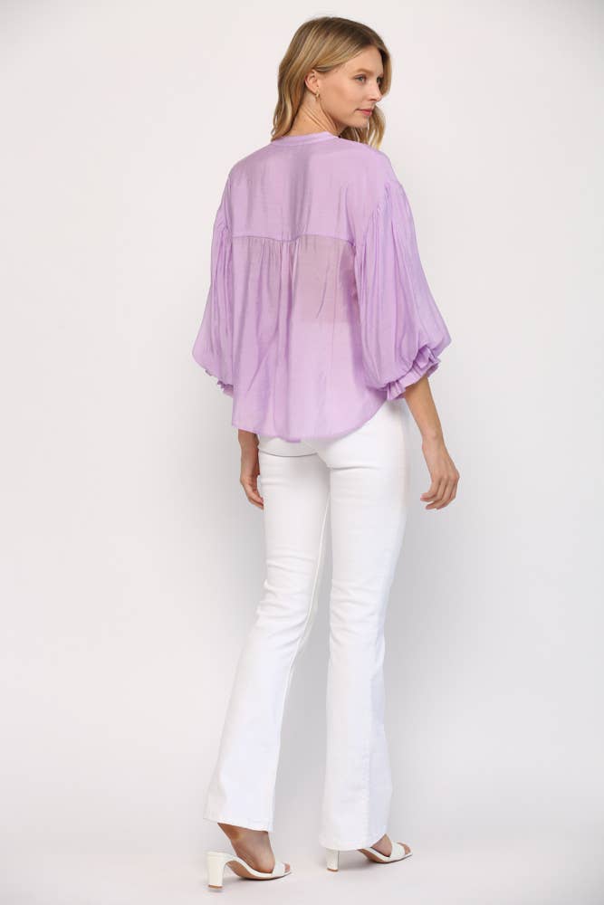 PUFF SLEEVE BUTTON DOWN SHIRT
