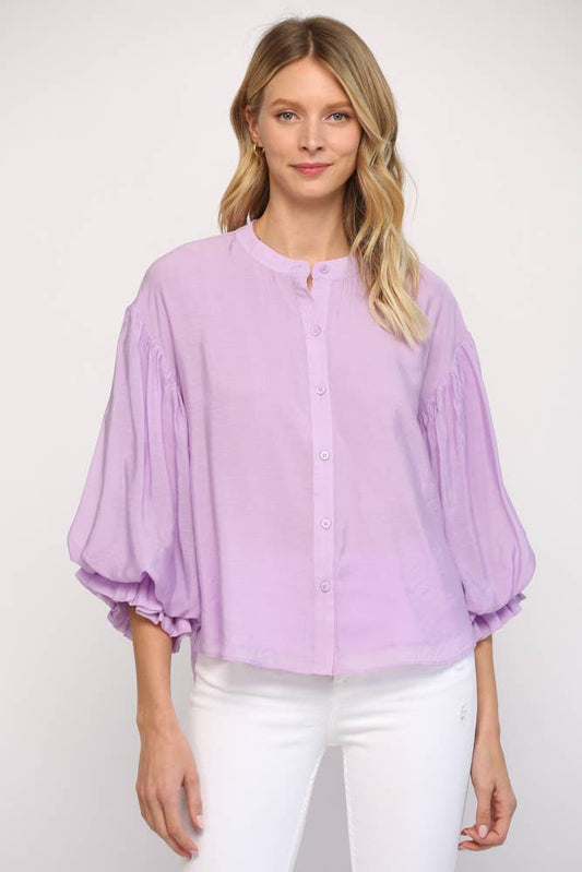 PUFF SLEEVE BUTTON DOWN SHIRT