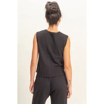 Sleeveless Cotton Top with Pocket