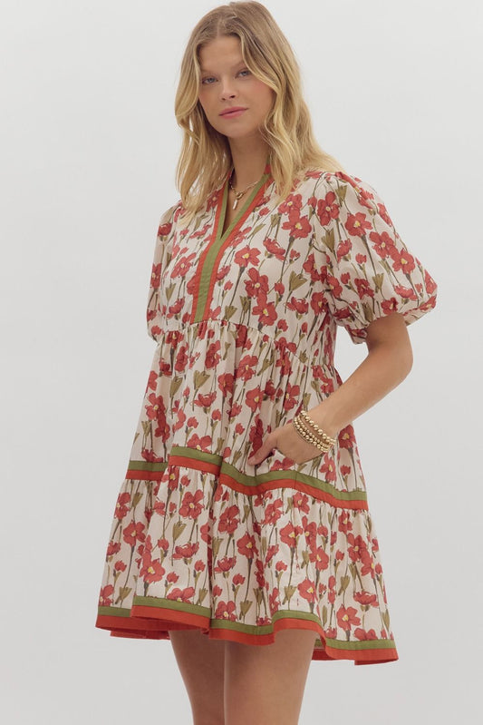 Rust Floral Dress