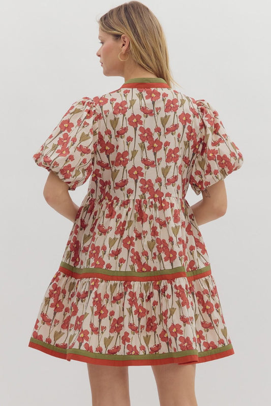 Rust Floral Dress