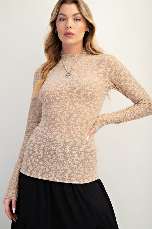 Burnout Lace Fitted Top