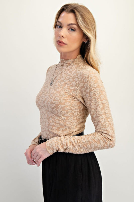 Burnout Lace Fitted Top